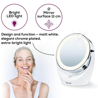 Козметично огледало Beurer BS 49 lluminated cosmetic mirror, 5 x zoom, 2 mirrors, 11 cm