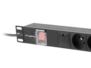 Разклонител Lanberg power distribution unit (pdu) 19" 1U 16a 6x french outlets 2m black