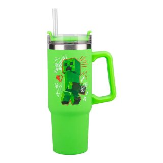 Термо чаша със сламка Minecraft Green 900 ml