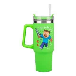 Термо чаша със сламка Minecraft Green 900 ml
