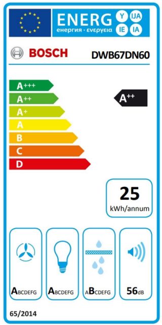 Аспиратор Bosch DWB67DN60, SER6, Chimney hood 60cm A++