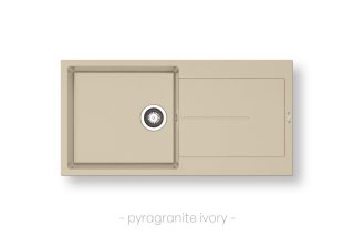 Гранитна мивка ITHAKA (100×50) 1B 1D PLUS, Ivory