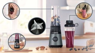 Bosch MMB2111S Блендер VitaPower Series 2, 0,6 л, 450 W, бутилка ToGo от Tritan, сив