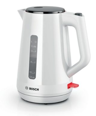 Bosch TWK1M121, MyMoment пластмасова кана, 2400 W, 1.7 l, индикатор за чаши, филтър за варовик, тройна функция за безопасност, бял
