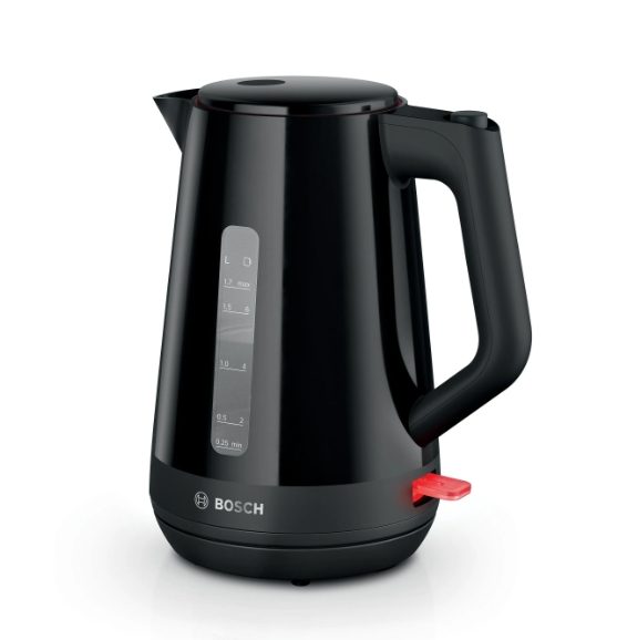 Bosch TWK1M123 MyMoment пластмасова кана, 2400 W, 1.7 l, индикатор за чаши, филтър за варовик, тройна функция за безопасност, черен