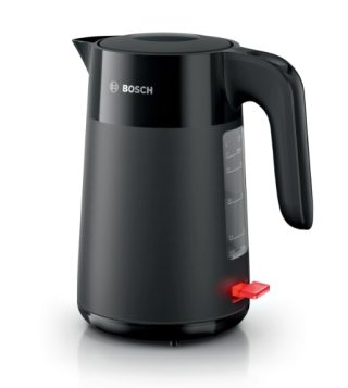 Bosch TWK2M163 MyMoment пластмасова кана, 2400 W, 1.7 л, индикатор за чаши, филтър за варовик, тройна функция за безопасност, черен