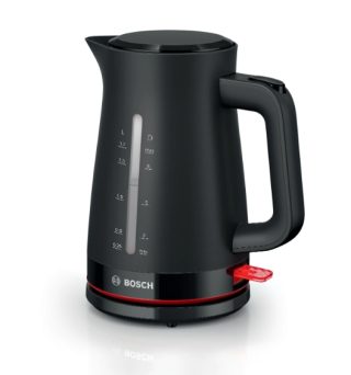 Bosch TWK3M123 MyMoment пластмасова кана, 2400 W, 1.7 l, индикатор за чаши, филтър за варовик, тройна функция за безопасност, черен