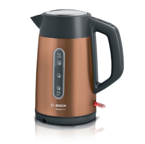 Електрическа кана Bosch TWK4P439, DesignLine, 2000-2400 W, 1.7 l, функция OneCup, медна