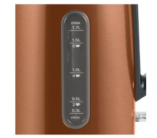 Електрическа кана Bosch TWK4P439, DesignLine, 2000-2400 W, 1.7 l, функция OneCup, медна