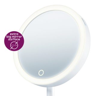 Beurer BS 45 осветено козметично огледало, LED светлина, сензорен контрол, 5x увеличение, функция за димиране, поставка за съхранение