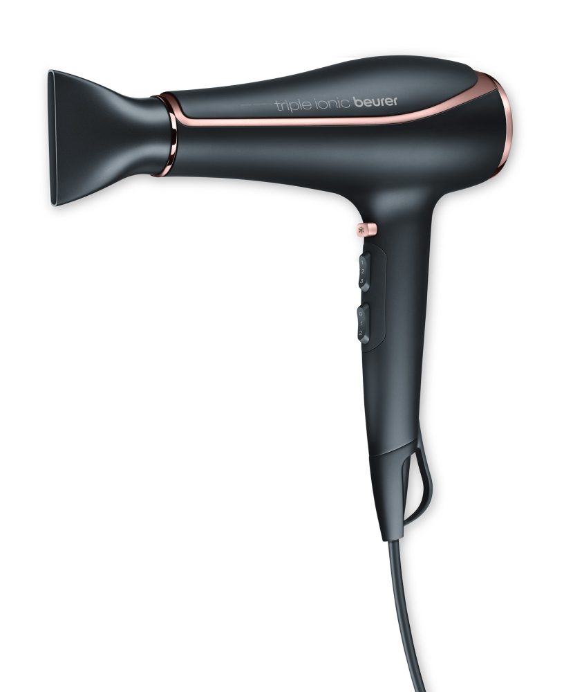 Сешоар Beurer HC 80, 2200 W, тройна йонна функция, професионален AC мотор, 2 приставки, 3 степени на температура, 2 скорости на въздуха, студен въздух, защита от прегряване