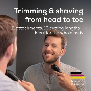 Beurer MN9X body groomer, 11 приставки с 16 дължини на подстригване за подстригване и бръснене на цялото тяло, водоустойчив (IPX7), функция за бързо зареждане, LED дисплей, вкл. практичен твърд калъф