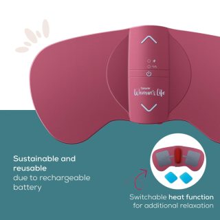 Beurer EM 50 Menstrual Relax, облекчава болки при менструация или ендометриоза, комбинация от топлина и TENS, 2 сменяеми гел тампона