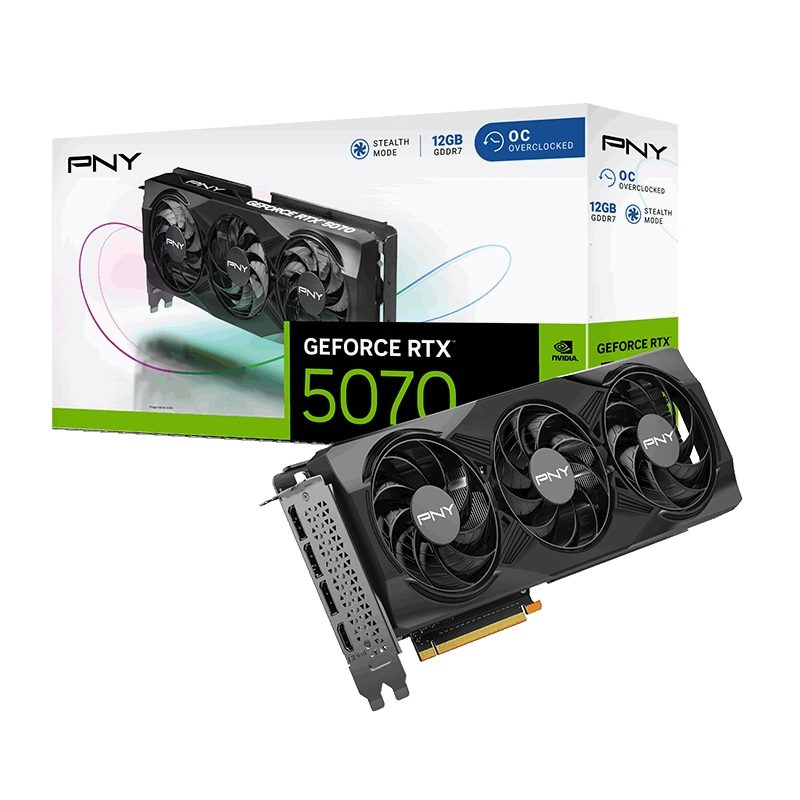 Видео карта, PNY GeForce RTX 5070 12GB GDDR7 OC Triple Fan