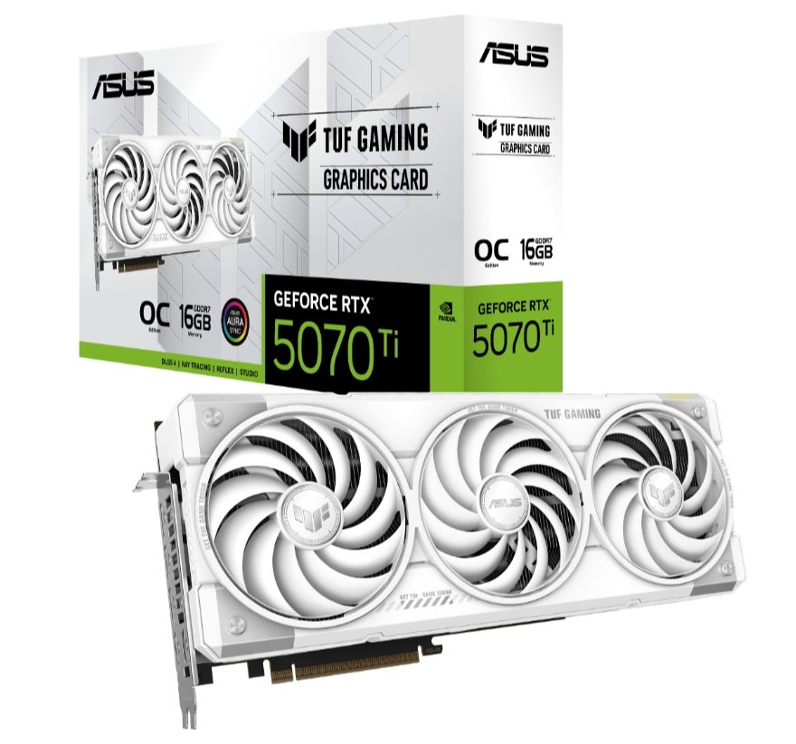 Видео карта ASUS TUF Gaming GeForce RTX 5070 Ti 16GB GDDR7 OC White