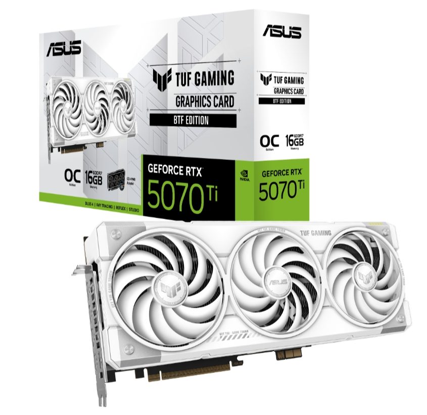 Видео карта Asus TUF Gaming GeForce RTX 5070 Ti 16GB GDDR7 OC White BTF