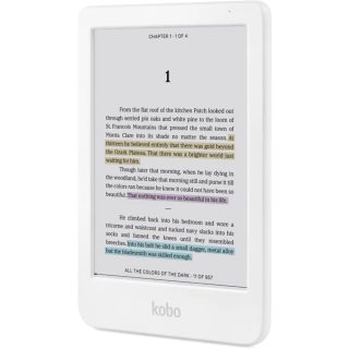 Kobo Clara Colour е-четец за книги, E Ink Kaleido сензорен екран 6 инча цветен, 1448 x 1072 пиксела, 16 GB, 1000 MHz/512 MB, 1 x USB C, Тегло 0.172 кг, Безжичен, Comfort Light, 12 различни шрифта и над 50 стила на шрифтове, Бял