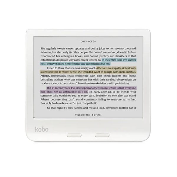 Kobo Libra Colour e-Book Reader, E Ink Kaleido сензорен екран 7 инча, 1680 x 1264, 32 GB, 2 GHz, Тегло 0.215 kg, Безжичен, ComfortLight PRO, IPX8 - до 60 минути в 2 метра вода, 15 файлови формата поддържани нативно, Бял