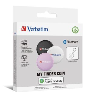 Verbatim MYFC-03BWP My Finder Coin Bluetooth тракер за вещи, 3 бр., черен/бял/лилав