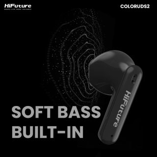 HiFuture ColorBuds2 Black, Fashion TWS Earbuds, *5+15 hours Play time, Bluetooth 5.3, 10MM Driver, Soft Bass, Comfort Fi