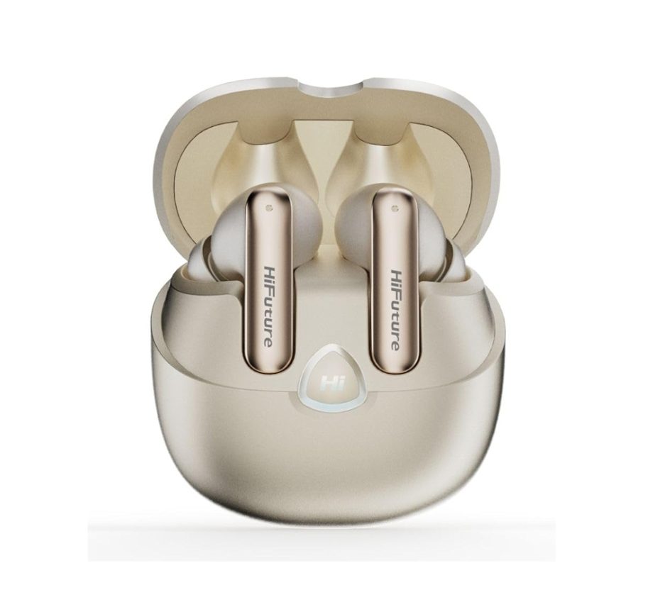 HiFuture SonicAir Champagne Gold, 4MICS ENC, 35 Hours Playtime, Wireless 5.3, 10MM Driver, Soft Bass, Comfort Fit