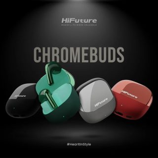 HiFuture ChromeBuds Red, метален калъф за зареждане, 4 MICS ENC, Wireless 5.4, до 6 часа живот на батерията с едно зареждане, IPX5, Ultra Bass, до 30 часа общо време на работа