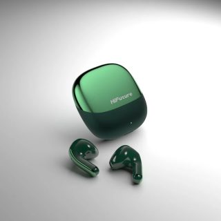 HiFuture ChromeBuds Green TWS безжични слушалки с метален заряден калъф, 4-микрофонна ENC технология, Wireless 5.4, до 6 часа работа с едно зареждане, IPX5, Ultra Bass, до 30 часа обща работа на батерията