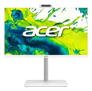 Настолен компютър - всичко в едно Acer Aspire C27-A, 27" FHD IPS AiO 120Hz, Intel Core i5-13420H (до 4.60GHz, 12MB), 16GB DDR4 (1 свободен слот), 512GB SSD, без DVD, Intel UHD, HDMI, RJ-45, WiFi 6, BT 5.0, Glan, Ergo стойка с регулиране на височината, 5MP камера + микрофон, безжичен клавиат + мишка, без ОС, Бял