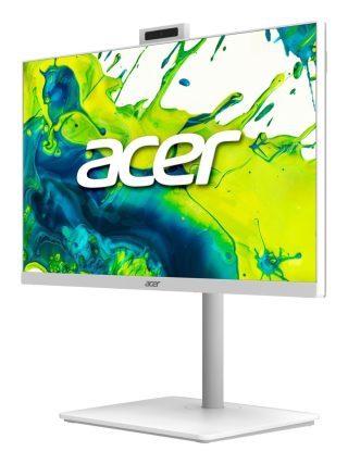 Настолен компютър - всичко в едно Acer Aspire C27-A, 27" FHD IPS AiO 120Hz, Intel Core i5-13420H (до 4.60GHz, 12MB), 16GB DDR4 (1 свободен слот), 512GB SSD, без DVD, Intel UHD, HDMI, RJ-45, WiFi 6, BT 5.0, Glan, Ergo стойка с регулиране на височината, 5MP камера + микрофон, безжичен клавиат + мишка, без ОС, Бял