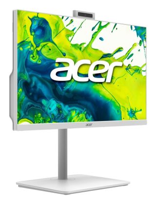 Настолен компютър - всичко в едно Acer Aspire C27-A, 27" FHD IPS AiO 120Hz, Intel Core i5-13420H (до 4.60GHz, 12MB), 16GB DDR4 (1 свободен слот), 512GB SSD, без DVD, Intel UHD, HDMI, RJ-45, WiFi 6, BT 5.0, Glan, Ergo стойка с регулиране на височината, 5MP камера + микрофон, безжичен клавиат + мишка, без ОС, Бял