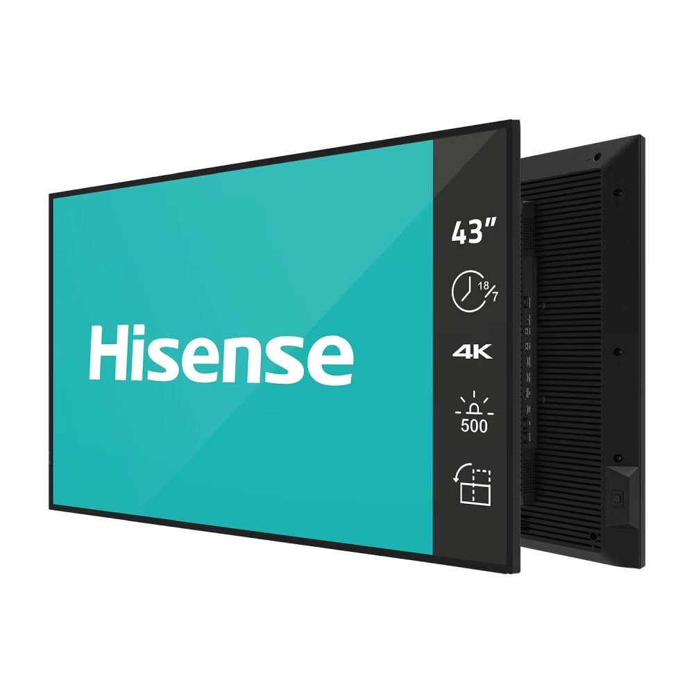 Hisense Digital Signage 43" GM series, 18/7. 4K, DLED, 60Hz, 500 nit, 1200:1, 8 ms, WiFi, BT 5.1, LAN, Android 11, VESA 300x300, Anti-glare, Black
