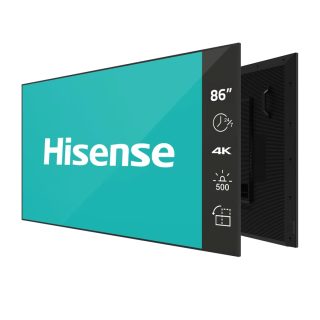 Hisense широкоформатен дисплей 86" DM серия; 24/7, 4K, 500 nit, 8ms, 1200:1, автоматична яркост, WiFi, BT 5.1, LAN, Android 11, VESA 600x400, антирефлексно покритие