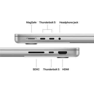 Apple 14-инчов MacBook Pro: Apple M5 Max чип с 18-ядрен CPU и 32-ядрен GPU, 36GB, 2TB SSD - Сребрист
