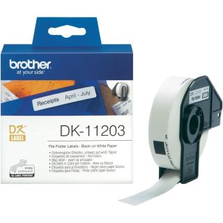 Brother DK-11203 Етикети за папки, 17мм x 87мм, 300 етикета на ролка, черно на бяло