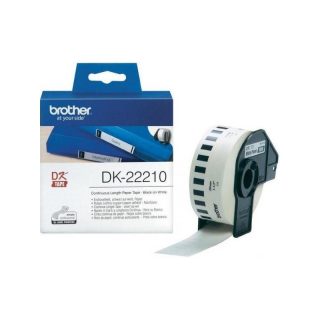 Brother DK-22210 ролка бяла непрекъсната хартиена лента 29мм x 30.48м (черно върху бяло)