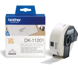 Brother DK-11201 ролка стандартни етикети за адреси, 29mmx90mm, 400 етикета на ролка, черно на бяло