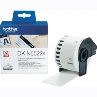 Brother DK-N55224 Ролка бяла непрекъсната дължина несамозалепваща хартиена лента 54mm x 30.48m (черно на бяло)