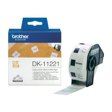 Brother DK-11221 квадратни хартиени етикети, 23ммx23мм, 1000 етикета на ролка (черно върху бяло)