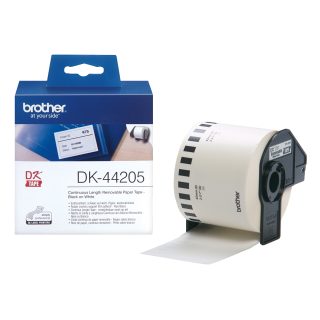 Brother DK-44205 Бяла отлепваща се хартиена лента 62 mm x 30.48 m, черна върху бяла