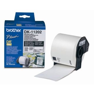 Brother DK-11202 Етикети за пратки, 62мм x 100мм, 300 етикета на ролка, черно на бяло