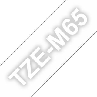 Brother TZe-M65 Матова ламинирана лента за етикети – бяло върху прозрачно, 36 mm широка