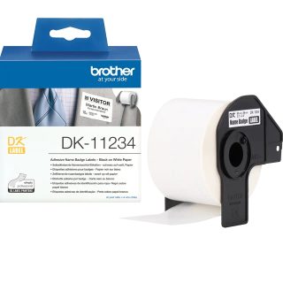 Brother DK-11234 Адхезивна ролка етикети за посетители - черно на бяло, 60 mm x 86 mm