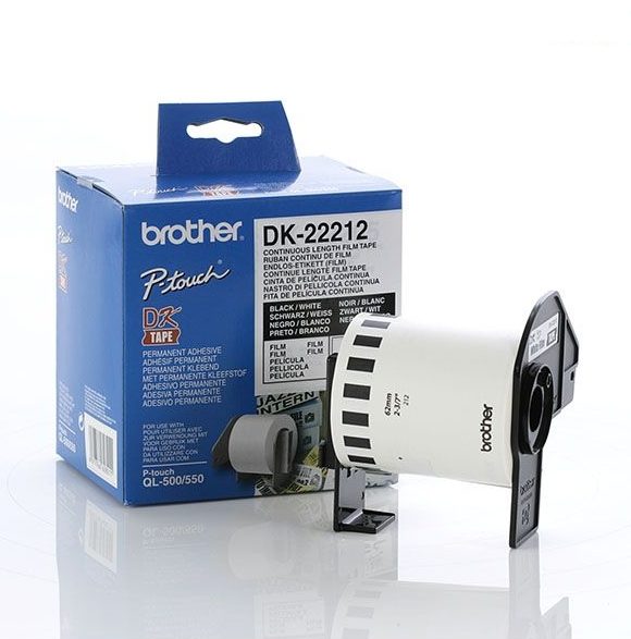 Brother DK-22212 Бяла непрекъсната лента 62мм x 15.24 м, черно на бяло