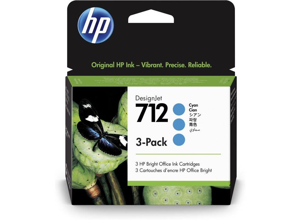 HP 712 цианов касетен модул - комплект от 3