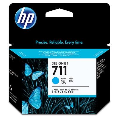 HP 711 комплект от 3 цианови мастилени касети, 29 ml