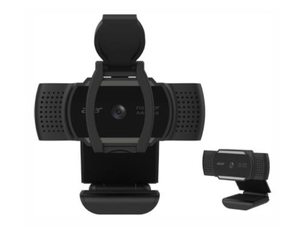 Уебкамера Acer USB Built in Microphone - max. резолюция FHD (1920x1080), честота на кадрите -30fps, 2.0 Mega Pixel, Auto Focus, зрителен ъгъл -80 градуса, Omni-directional Auto noise reduction, USB A 2.0, капак на обектива, Windows, Chrome, IoS, Black