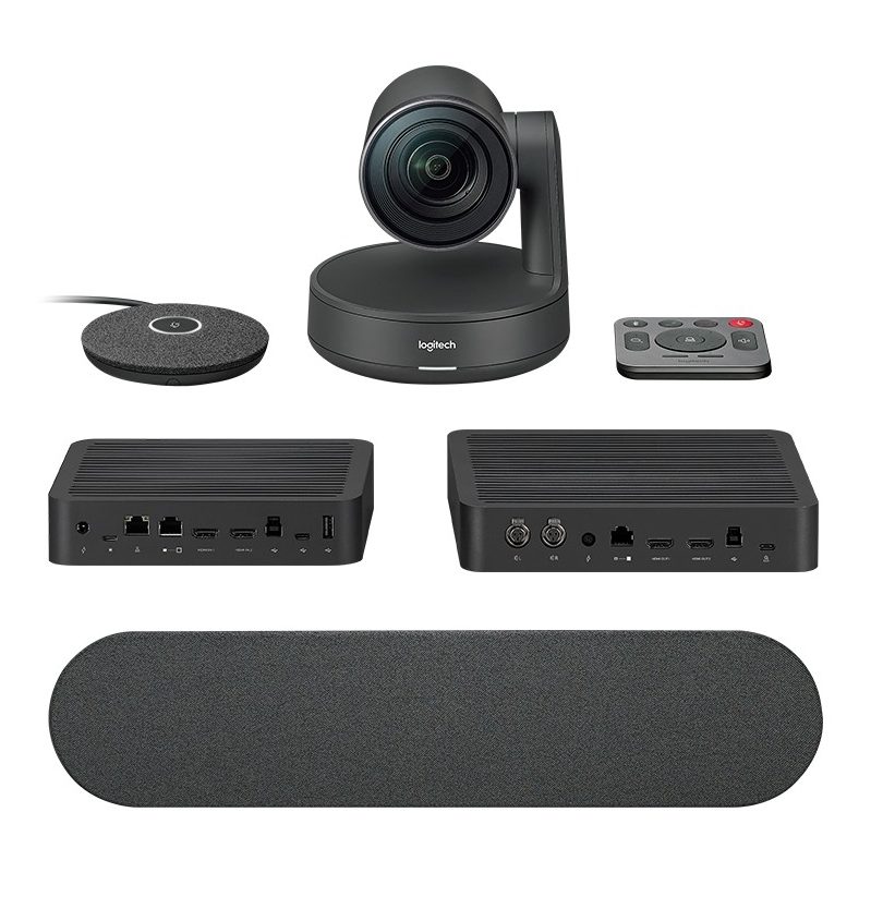 Logitech Rally Conference Solution, Rally Speaker, Rally Mic Pod, Ultra HD 4K 30 fps, до 10 места, Motorized PTZ Camera, RightSight, RightLight, RightSound, 15x HD Zoom, Autofocus, Черен