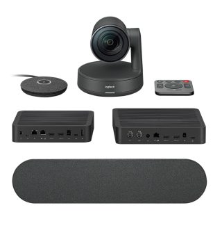 Logitech Rally Conference Solution, Rally Speaker, Rally Mic Pod, Ultra HD 4K 30 fps, до 10 места, Motorized PTZ Camera, RightSight, RightLight, RightSound, 15x HD Zoom, Autofocus, Черен