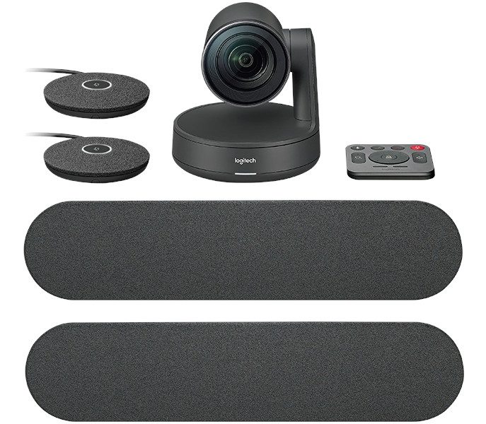 Logitech Rally Conference Solution с 2x Rally Speaker, 2x Rally Mic Pod, Ultra HD 4K 30 fps, до 16 места, Motorized PTZ камера, RightSight, RightLight, RightSound, 15x HD Zoom, Autofocus, черен