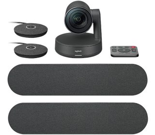 Logitech Rally Conference Solution с 2x Rally Speaker, 2x Rally Mic Pod, Ultra HD 4K 30 fps, до 16 места, Motorized PTZ камера, RightSight, RightLight, RightSound, 15x HD Zoom, Autofocus, черен